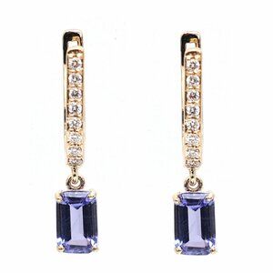 Regent Line 18K Yellow Gold Blue Sapphire Diamond Drop Earrings